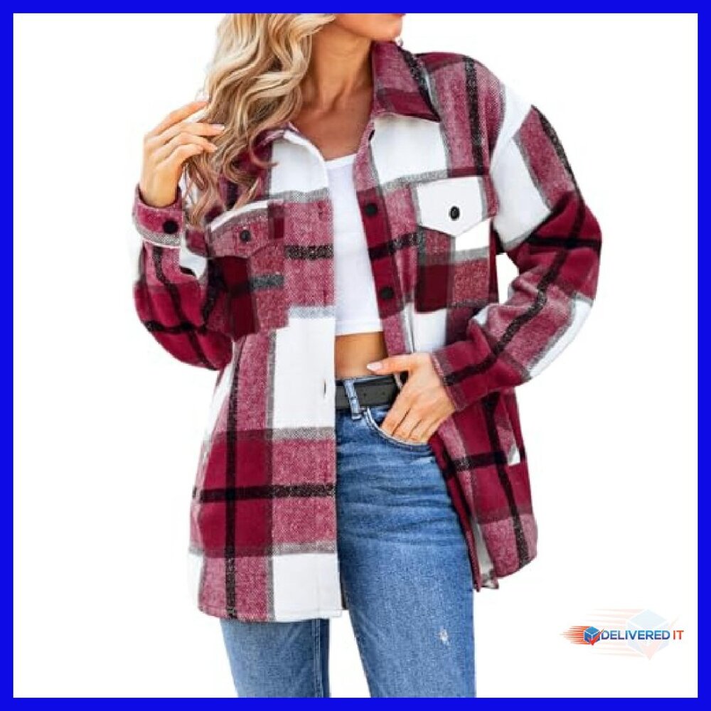Soft Flannel Shacket Button-Down Blouse with Pock… - image 2